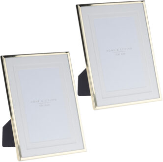 Home & Styling 2x stuks aluminium fotolijst goud geschikt voor een foto van 10 x 15 cm - Fotolijsten Goudkleurig