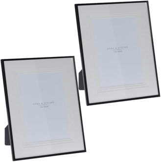 Home & Styling 2x stuks aluminium fotolijst zwart geschikt voor een foto van 20 x 25 cm - Fotolijsten