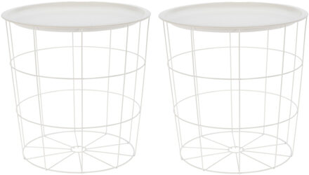 Home & Styling 2x stuks bijzettafels rond metaal wit D40 x H40 cm