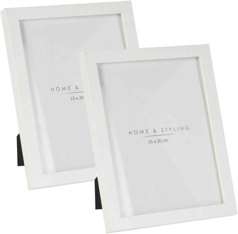 Home & Styling 2x Stuks Kunststof fotolijsten geschikt voor een foto van 15 x 20 cm - Fotolijsten Wit