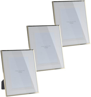 Home & Styling 3x stuks aluminium fotolijst goud geschikt voor een foto van 13 x 18 cm - Fotolijsten Goudkleurig