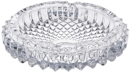Home & Styling Asbak - rond - gedecoreerd glas - 16 x 4 cm - binnen/buiten - asbakken - transparant