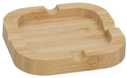Home & Styling Asbak van bamboe hout - 10 x 10 cm - binnen/serre - asbakken - naturel kleur