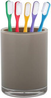 Home & Styling badkamer bekers - tandenborstelhouder - Troyes - kunststof - beige - 7 x 9 cm