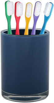Home & Styling badkamer bekers - tandenborstelhouder - Troyes - kunststof - blauw - 7 x 9 cm