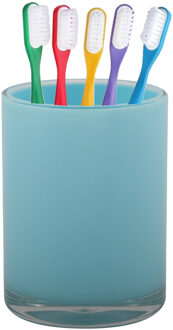 Home & Styling badkamer bekers - tandenborstelhouder - Troyes - kunststof - blauw - 7 x 9 cm