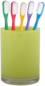 Home & Styling badkamer bekers - tandenborstelhouder - Troyes - kunststof - lime - 7 x 9 cm