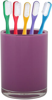 Home & Styling badkamer bekers - tandenborstelhouder - Troyes - kunststof - paars - 7 x 9 cm