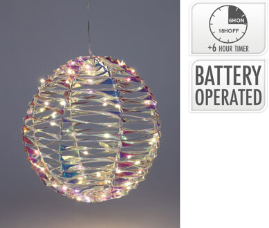 Home & Styling Bal 25cm 40 LED Iriserend op batterij warmwit