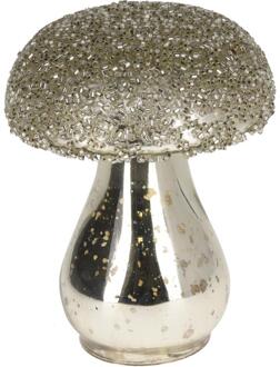 Home & Styling Beeld Paddenstoel glas 8x10cm zilver