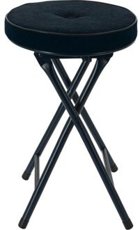 Home & Styling Bijzet krukje/stoel - Opvouwbaar - blauw Ribcord - D33 x H49 cm - Krukjes