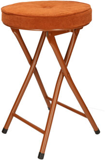 Home & Styling Bijzet krukje/stoel - Opvouwbaar - bruin Ribcord - D33 x H49 cm