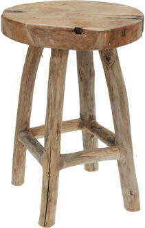 Home & Styling Bijzet krukje TEAK STOOL - lichtbruin - hout - D35 x H42 cm - Meubels - Zitten