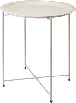Home & Styling Bijzettafel - beige - metaal - H66 cm - plantenpot verhoger - binnen/buiten