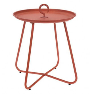 Home & Styling Bijzettafel/koffietafel Fleur - rond - metaal - terracotta - D40 x H46 cm - voor binnen/buiten