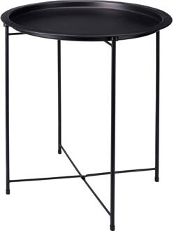 Home & Styling Bijzettafel - zwart - metaal - H50 cm - plantenpot verhoger - binnen/buiten
