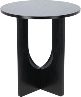 Home & Styling Bijzettafeltje Bari - zwart - D38x H42 cm - mdf hout - plantenpot verhoger - koffie en lampjes tafel