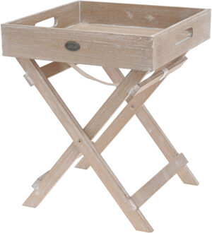 Home & Styling Bijzettafeltje/dienblad op hoge poten - naturel hout - 30 x 30 x 36 cm