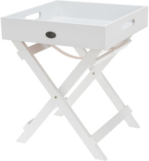 Home & Styling Bijzettafeltje/dienblad op hoge poten - wit hout - 30 x 30 x 36 cm