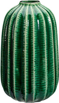 Home & Styling Bloemenvaas cactus - groen - keramiek - D17 x H30 cm - vaas cactus patroon