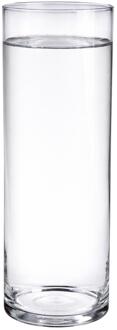 Home & Styling Bloemenvaas - Cilinder vorm - transparant - glas - 15 x 50 cm - rechte cilinder