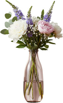 Home & Styling Bloemenvaas - gerecycled glas - 14 x 39 cm - roze - boeketten - siertakken - stelen