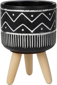 Home & Styling Bloempot 10x15cm zwart/wit