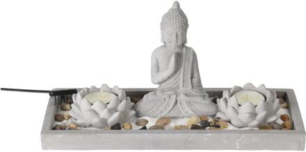 Home & Styling Boeddha zen tuintje set 29,5x12x7cm