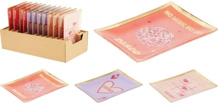 Home & Styling Bordje glas met tekst 10x14cm verschillende