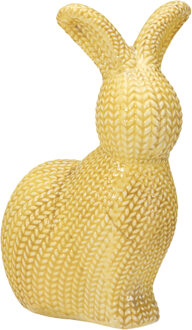 Home & Styling Decoratie paashaas / konijn - geel - dolomiet - 14 cm