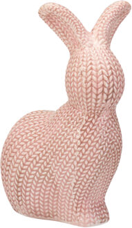 Home & Styling Decoratie paashaas / konijn - roze - dolomiet - 14 cm