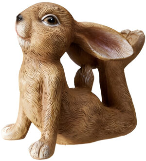 Home & Styling Decoratie paashaas / konijn - yoga - bruin - polystone - 15 cm - paasdecoratie