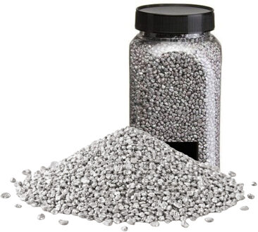 Home & Styling decoratie stenen/granulaat - 2x - 650ml - zilver - hobby steentjes