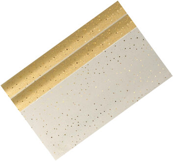 Home & Styling Decoratie stof/tafellopers - 2x - goud - pailletten - 38,5 x 200 cm