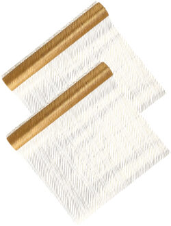 Home & Styling decoratie stof/tafellopers - 2x - goud - streep - 30 x 500 cm - polyester