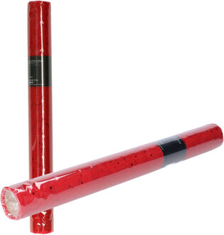 Home & Styling Decoratie stof/tafellopers - 2x - rood - pailletten - 38,5 x 200 cm