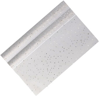 Home & Styling Decoratie stof/tafellopers - 2x - zilver - pailletten - 38,5 x 200 cm