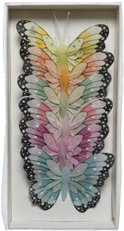 Home & Styling decoratie vlinders - op draad - gekleurd mix - 6x stuks - 8 cm - Lente - Zomer - vers