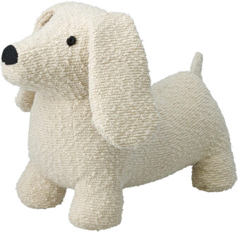 Home & Styling Deurstopper - Teckel hondje - creme wit - polyester - 34 cm