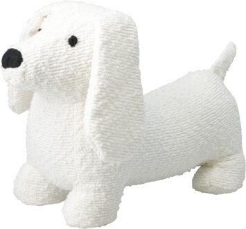 Home & Styling Deurstopper - Teckel hondje - wit - polyester - 34 cm