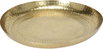 Home & Styling Dienblad/serveer plateau - Dia 42 cm - gehamerd metaal - metallic goud