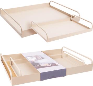 Home & Styling Dienblad set van 2 metaal zandkleur beige