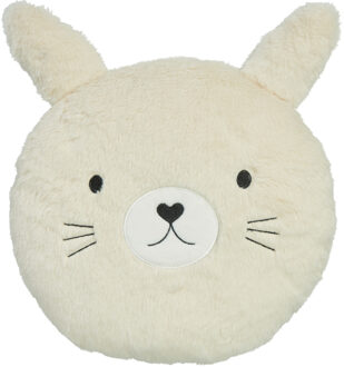 Home & Styling Dieren sierkussen kinderkamer - konijn - wit - 30 cm - polyester