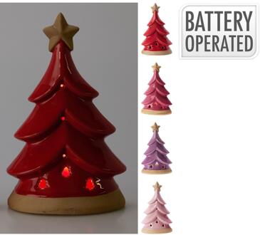 Home & Styling everlands kunstkerstboom Beeld met LED 22cm verschillende