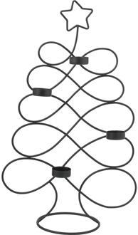 Home & Styling everlands kunstkerstboom theelichthouder 48cm zwart
