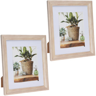 Home & Styling fotolijstje - 2x stuks - kunststof - hout look - voor foto 13 x 18 cm - 29 x 24 cm