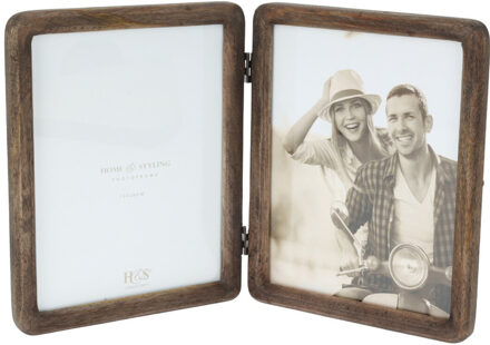 Home & Styling Fotolijstjes voor een dubbele foto - mango hout - foto frame - 38 x 24 cm - staand