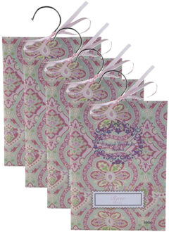 Home & Styling Geurzakjes Bloemen rozen geur - 4x - met ophanghaak - geurkaartjes/luchtverfrisser
