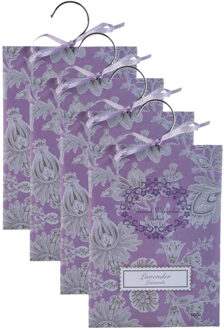 Home & Styling Geurzakjes Lavendel geur - 4x - met ophanghaak - geurkaartjes/luchtverfrisser