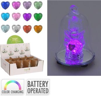 Home & Styling Glasbel met engel LED 8cm transparant